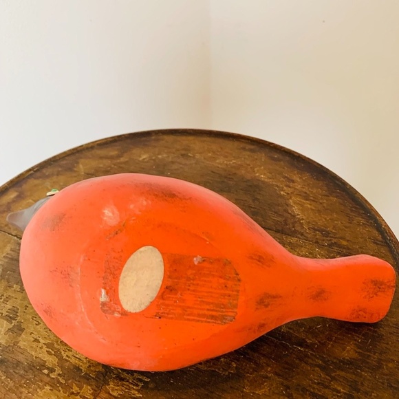 Adorable Pink & Brown Hand Carved, Hand Painted Solid Wooden 9"x 5" Bird - Picture 4 of 6